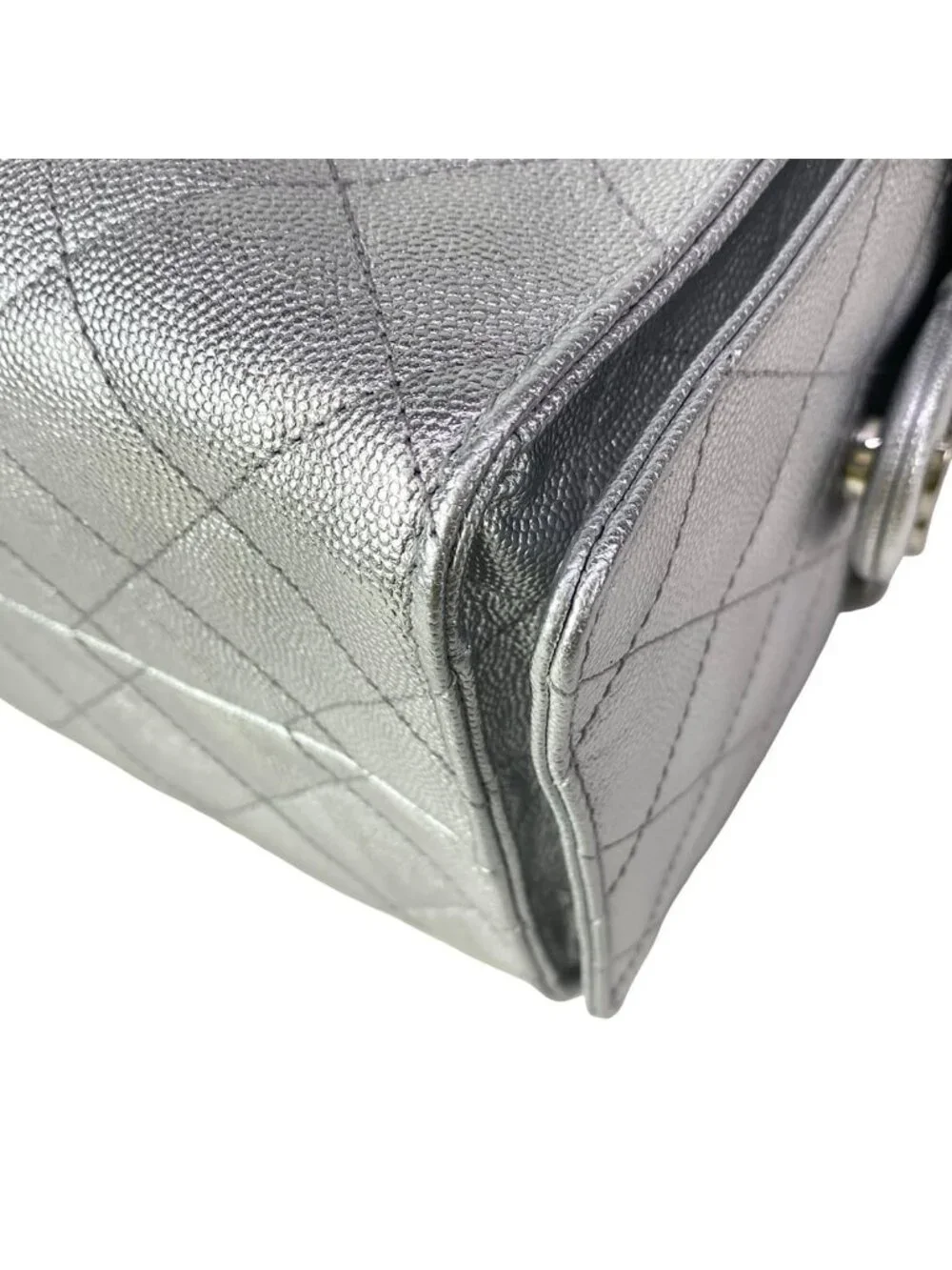 Chanel Shoulder Bag 25 Small Silver Metallic